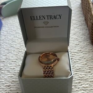Ellen Tracy Rose Gold Tone Women’s Link Bracelet Watch